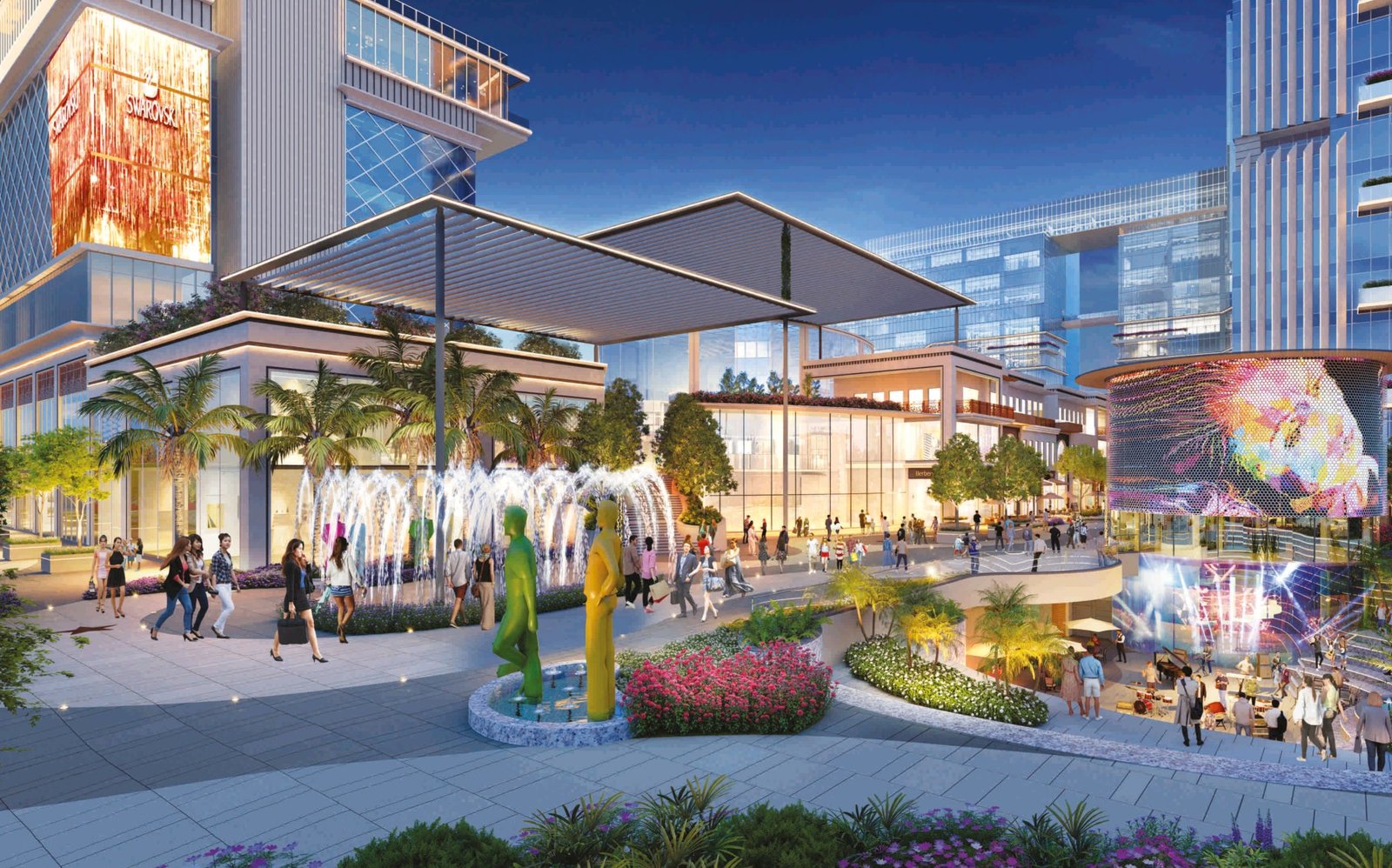 The Flagship architectural plaza with landscaped public areas